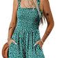 💃Kvinnor Sommar Square Neck Sleeveless Lös Casual Kort Smockad Romper✨
