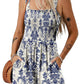 💃Kvinnor Sommar Square Neck Sleeveless Lös Casual Kort Smockad Romper✨