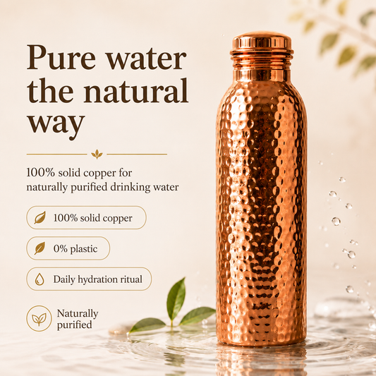❄️Sommarfräsch 48% rabatt!💧Premium vattenflaska tillverkad av 100% massiv koppar – plastfri och inspirerad av Ayurveda