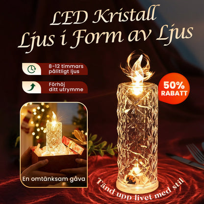 ✨Set med 4 LED-kristalljus| Skapar Blommiga Ljusmönster –Perfekt Stämningsljus 🌸🕯️