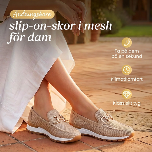 👟 Casual-loafers i mesh för damer med metallspänne