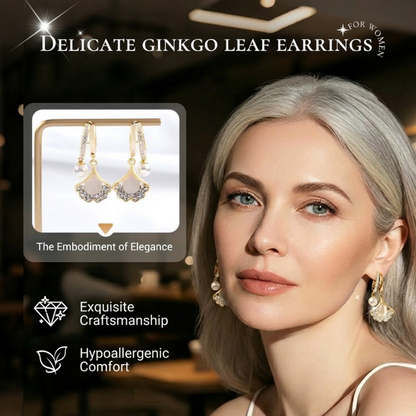 🎁50 % RABATT NU!!!🔥🍂 Unika Ginkgo Blad Örhängen | Opal Glans, Modern & Naturinspirerad Design ✨