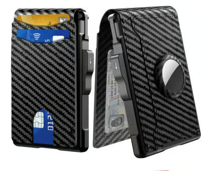 🔥Sista dagen 48% RABATT-💼🔒Enkel herrplånbok med vikning - med popup-fodral i aluminium, sedelklämma, smala läderfack, kreditkortshållare, RFID-blockerande, minimalistisk vikningsplånbok (🎁Perfekt present)