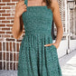 💃Kvinnor Sommar Square Neck Sleeveless Lös Casual Kort Smockad Romper✨