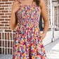 💃Kvinnor Sommar Square Neck Sleeveless Lös Casual Kort Smockad Romper✨