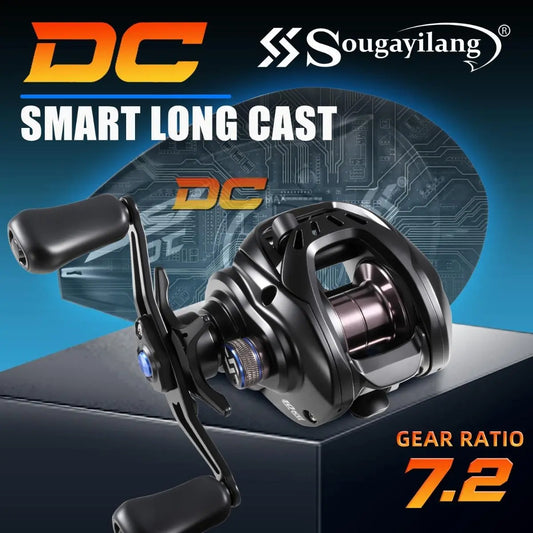 🎣 DC Baitcasting fiskerulle - Digitalt bromssystem (Säg adjö till glapp!) - 7.2:1 hög hastighet - För rovfisk i sötvatten och saltvatten