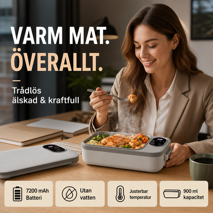 🍱 48% RABATT NU! 🔋 Elektrisk Matlåda med USB-laddning – Självuppvärmande & Lätt – Perfekt för Jobb, Skola & Resa ⚡