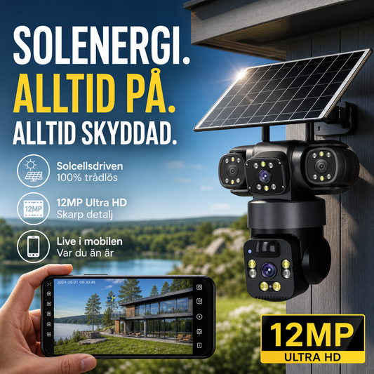 💥48% RABATT 🔒 Smart solcellskamera ☀️ Flera vinklar, 24/7 övervakning & helt utan kablar – trygghet för hemmet 🏡
