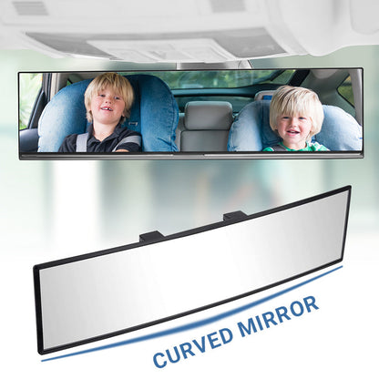 🚗👁️ Bred böjd backspegel för bil – Vidvinkelsikt, enkel installation och universell passform (Kör säkert med bättre sikt!)