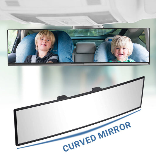 🚗👁️ Bred böjd backspegel för bil – Vidvinkelsikt, enkel installation och universell passform (Kör säkert med bättre sikt!)