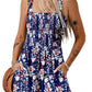 💃 Floral Print Sleeveless Shorts Jumpsuit with Pockets