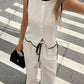 🔥Hot Sale 50% Off🔥Women's Contrast Binding Sleeveless Tank & Drawstring Waist Pants Two-piece Set