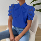Damskjorta med enfärgad fluga och kortärmad design