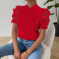Damskjorta med enfärgad fluga och kortärmad design