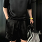 👕🩳 50% RABATT! | Herrens Avslappnade 2-delade Set – Topp & Shorts i Enfärgat, Andningsbart & Mångsidigt!