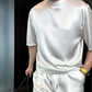 👕🩳 50% RABATT! | Herrens Avslappnade 2-delade Set – Topp & Shorts i Enfärgat, Andningsbart & Mångsidigt!