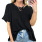 Mysig ribbad överdimensionerad t-shirt för kvinnor