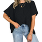 Mysig ribbad överdimensionerad t-shirt för kvinnor