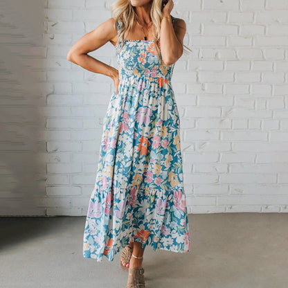 💐 Blommig blusklänning | Justerbara axelband, elegant topp för klänning ✨