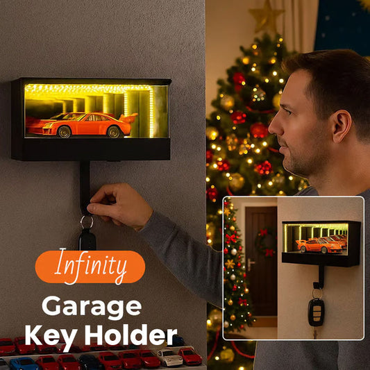 🎅🚗 NYHET! Infinity Garage Nyckelring: 3D Oändlighetseffekt + LED Belysning | Bilpresent 🎄