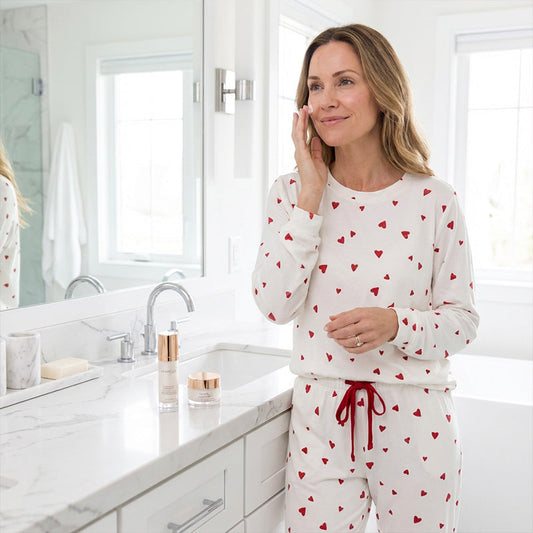 🔥⏰ Begränsad tid 50% rabatt!! 🔥Damers hjärtmönster på topp- och byxuppsättningen pyjamasset