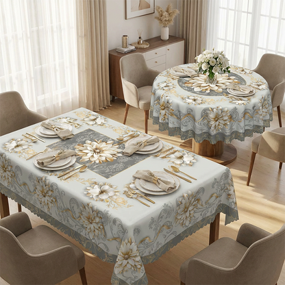 🔥Elegant vattentålig bordsduk med präglat blommönster