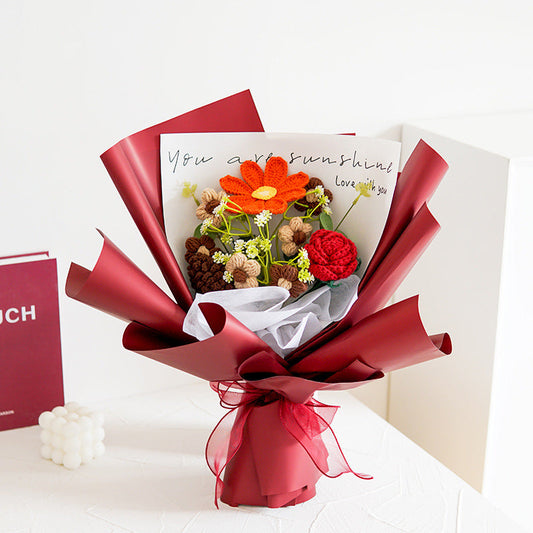 🌸🧶Handgjord virkad bukett｜Familj💝Evig värme 🏡｜💑Älskad💞Exklusiv romantik 🌹