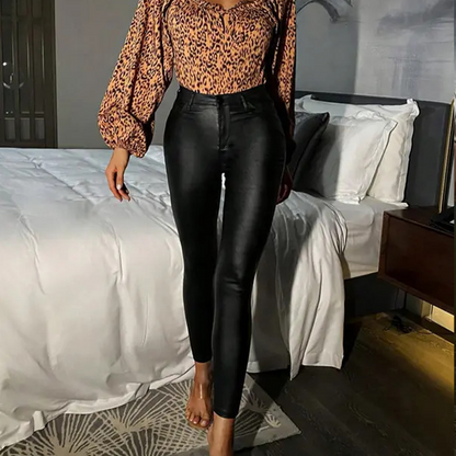 🌞Vårens nyheter: 50 % rabatt! ✨Högmidjade PU-leggings för damer – figursydda, smalande, mångsidiga och lättskötta