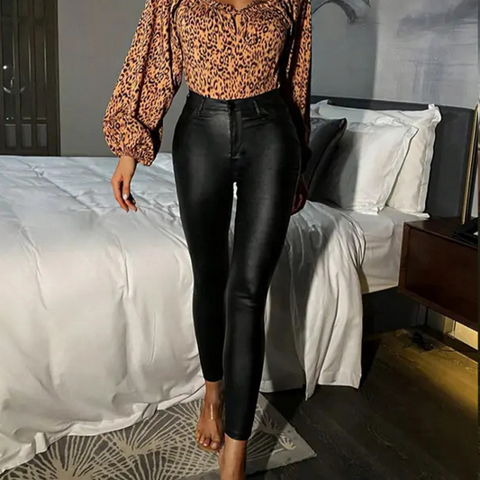 🌞Vårens nyheter: 50 % rabatt! ✨Högmidjade PU-leggings för damer – figursydda, smalande, mångsidiga och lättskötta