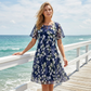 🌸 48% RABATT ✨👗 Kortärmad A-linje Festklänning – Blommönster & Dubbel Chiffong👗💙