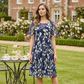 🌸 48% RABATT ✨👗 Kortärmad A-linje Festklänning – Blommönster & Dubbel Chiffong👗💙