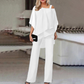 ⏳Begränsad tid 50 % Rabatt⏰Oregelbundna chiffongtoppar för kvinnor ＆ vidbyxor 2-delars set👚👖