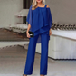 ⏳Begränsad tid 50 % Rabatt⏰Oregelbundna chiffongtoppar för kvinnor ＆ vidbyxor 2-delars set👚👖
