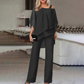 ⏳Begränsad tid 50 % Rabatt⏰Oregelbundna chiffongtoppar för kvinnor ＆ vidbyxor 2-delars set👚👖