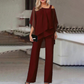 ⏳Begränsad tid 50 % Rabatt⏰Oregelbundna chiffongtoppar för kvinnor ＆ vidbyxor 2-delars set👚👖