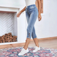 🔥Factory Direct Sales🔥Stretchiga caprijeans för damer med dragsko i midja
