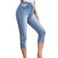 🔥Factory Direct Sales🔥Stretchiga caprijeans för damer med dragsko i midja
