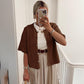 🌸 Kort Knappkofta Dam | Lätt & Elegant Rundhalsad Stickad Topp ✨👚