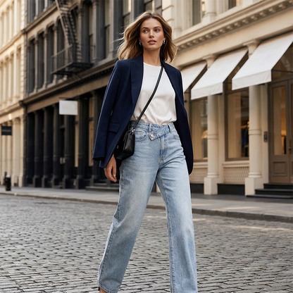 🔥Factory Direct Sales🔥Damjeans med raka ben och asymmetriska midjor