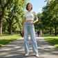 🔥Factory Direct Sales🔥Damjeans med raka ben och asymmetriska midjor