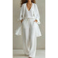 🔥Factory Direct Sales🔥 Elegant Tredelat Set för Dam - Kofta, Topp & Byxor med Vida Ben