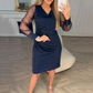 ✨Tight-fit-klänning med paljetter för damer – elegant V-ringning | tyllärmar | Ett måste för alla tillfällen