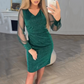 ✨Tight-fit-klänning med paljetter för damer – elegant V-ringning | tyllärmar | Ett måste för alla tillfällen