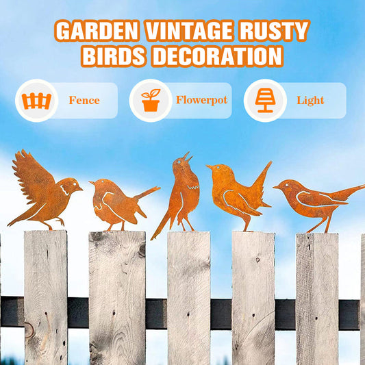 🦜 Fem Rustika Järnfåglar | Perfekt Trädgårdsdekor i Lantlig Stil 🍂🕊️