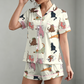 🐱 Sova Sött! Bekväm Katt Pyjamas Set | Sommar Hemmaklänning, Mjukt & Andningsbart 😴