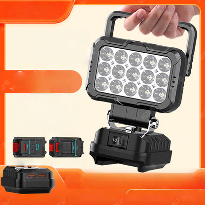 💡180° Draaibare LED Werklamp - Met Dual USB Powerbank Functie - Robuust & Draadloos - Universele Accu Compatibiliteit - Voor Garage, Bouw & Camping