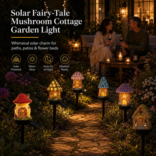 🎁2026 års nyheter – 48 % rabatt🌙🏡Solcellsdriven trädgårdslampa i form av en sagolik svampstuga