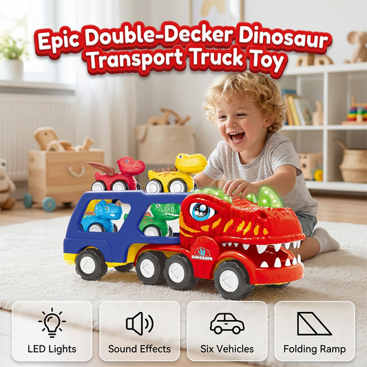 🦕🚛Double-Decker Dinosaur Transport Truck Toy