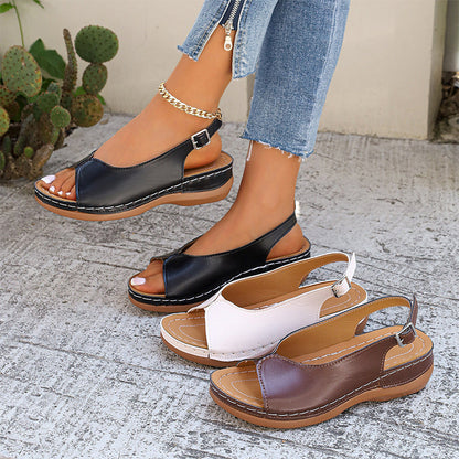 🔥48% RABATT⏰Damernas Vintage Peep - ☁️Toe Komfortsandaler 👠✨Mjuk sula retro sommar skor för fest & vardag🌸