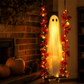 🔥🎁Nyhet 48 % RABATT🔥Hängande Halloween-spöke på Gunga med Fjärrkontroll LED och Lönnlöv